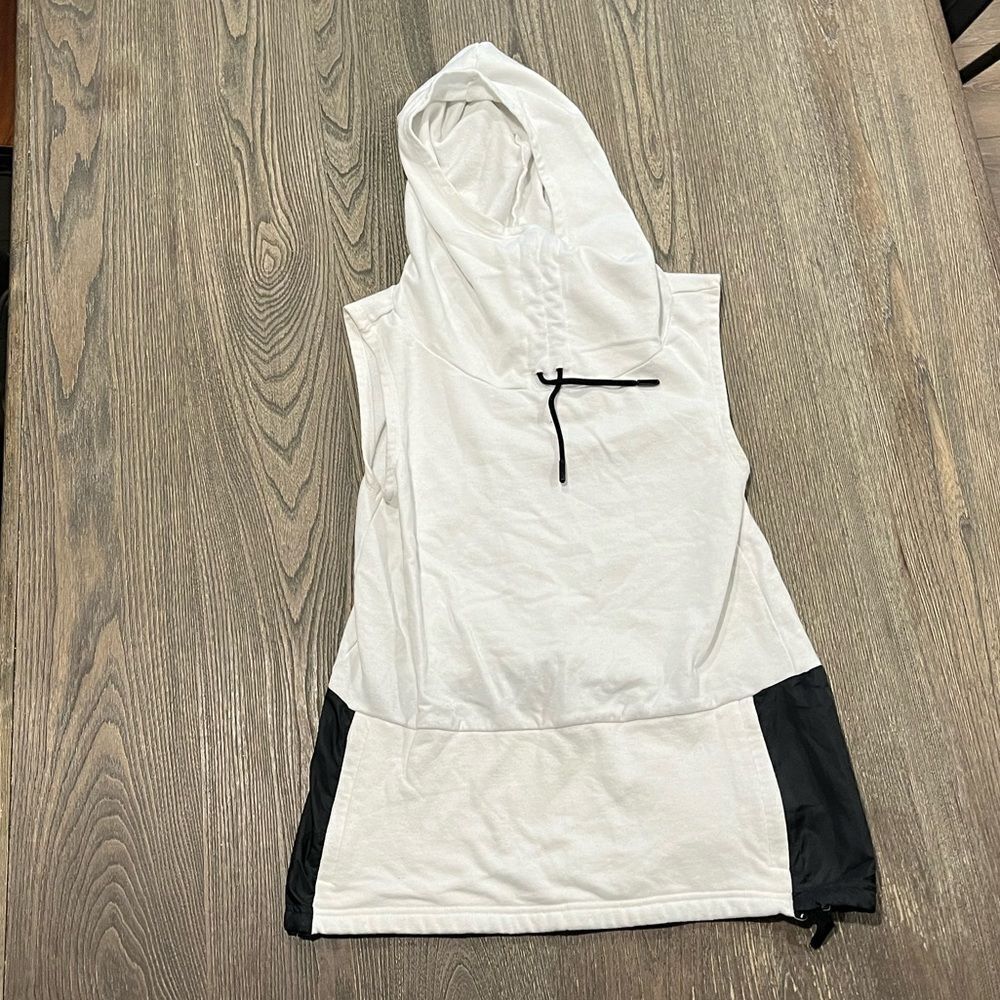 Fabletics Eirenne Pullover Hoodie French Terry-Ripstop Vest Black White Size S